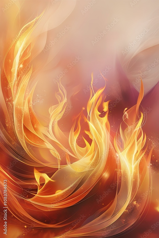 Fototapeta premium Abstract Fire Fluid Art – Dynamic Glossy Swirl with Flame-like Texture Versatile for Energy Ads, Fantasy Themes, and Design Variations