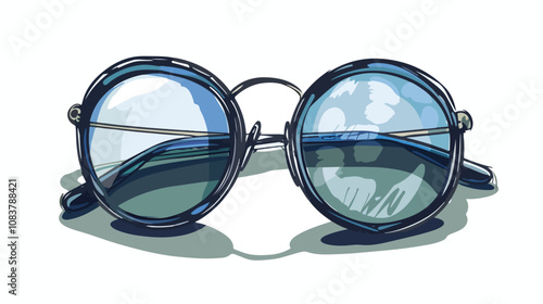 Classic Round Glasses Vector Illustration Handdrawn