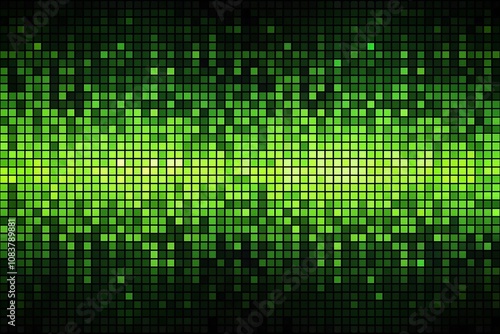 Wallpaper Mural Dark background with green pixel pattern. Vector illustration of abstract bg with geometric square elements grid. digital backdrop with dissolve rectangle dot particle mosaic gradient texture. Torontodigital.ca