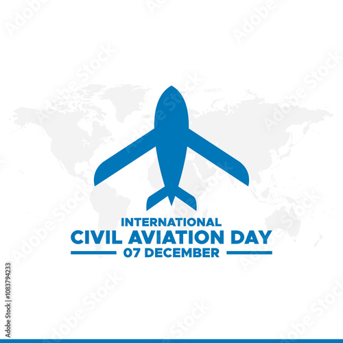 International civil aviation day 7 December, International civil aviation day celebration. flat design. flyer design. White airplane and globe on white background. Vector illustration