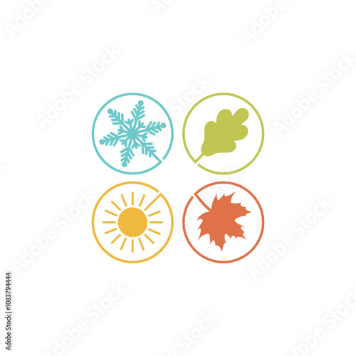 Season icons isolated on white background