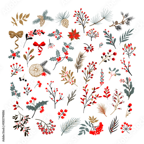 Set of handmade Christmas decorative lements