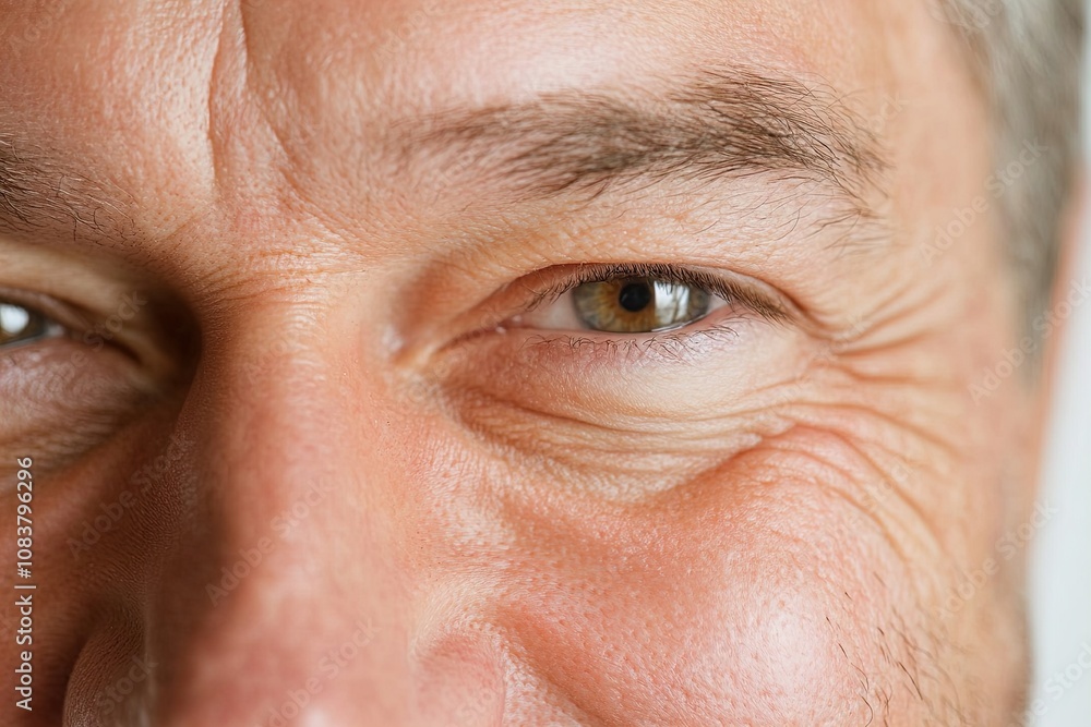 Fototapeta premium Close up of a Smiling Man Showcasing Warmth and Wisdom With Deep-Set Eyes and Genuine Expressions