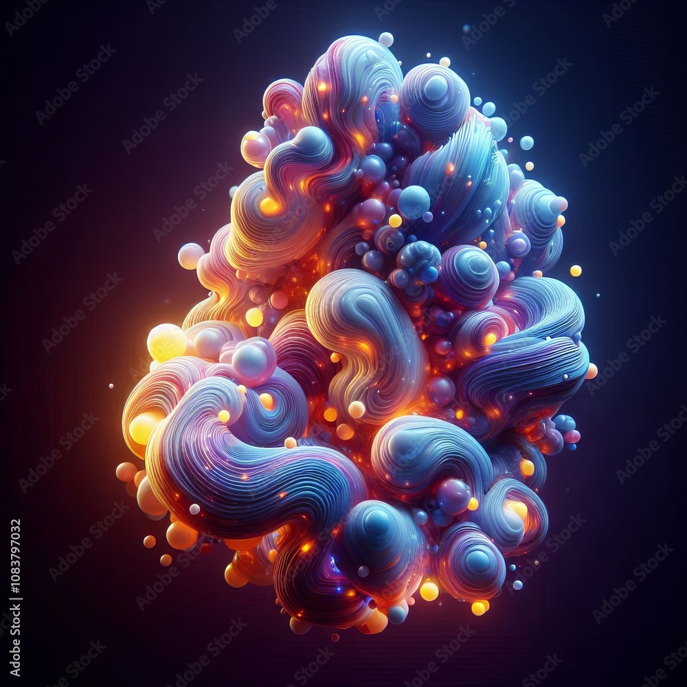 Obraz premium Morphing Amorphous Blobs Glowing fluid like shapes constantly ch