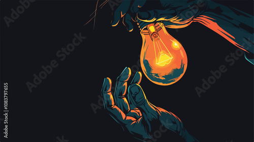 Close-up Human Hand Holding Electric Bulb
