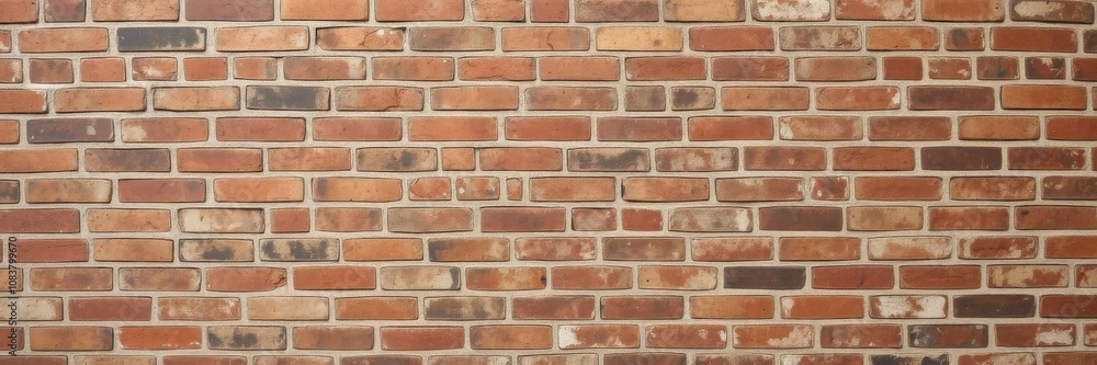 Fototapeta premium Rustic and weathered old brick wall with faded red and brown tones, perfect for adding a touch of vintage charm to design projects and backgrounds, background, surface