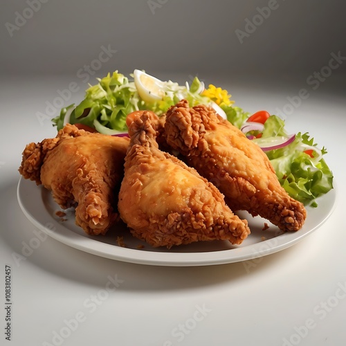 Delicious Fried Chicken with assortment metarial served photo