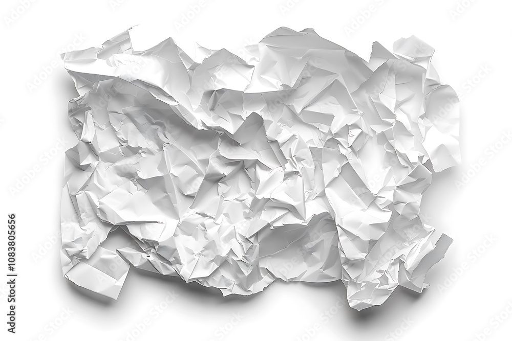 Obraz premium Crumpled white paper on white background