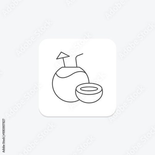 Coconut thinline icon , vector, pixel perfect, illustrator file