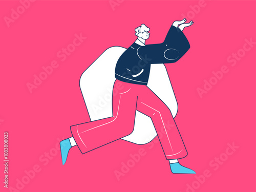 People exercising healthy running vector internet operation illustration
