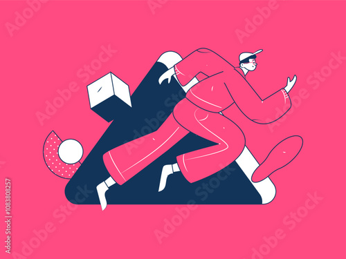 People exercising healthy running vector internet operation illustration
