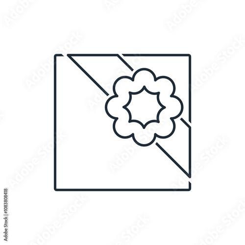 Gift box  with ribbon. A nice, pleasant surprise. Vector linear illustration icon isolated on white background.