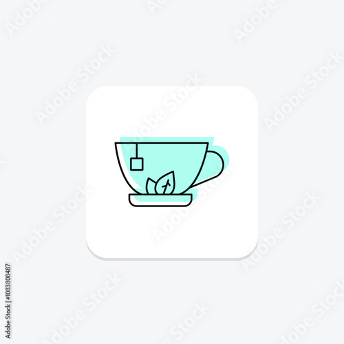 Herbal Tea color shadow thinline icon , vector, pixel perfect, illustrator file