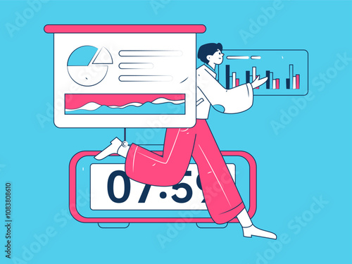 People exercising healthy running vector internet operation illustration
