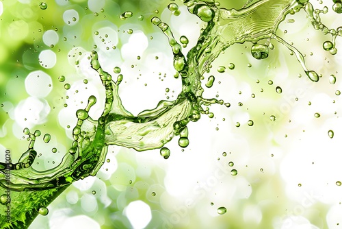 Green juice splash isolated on white background.