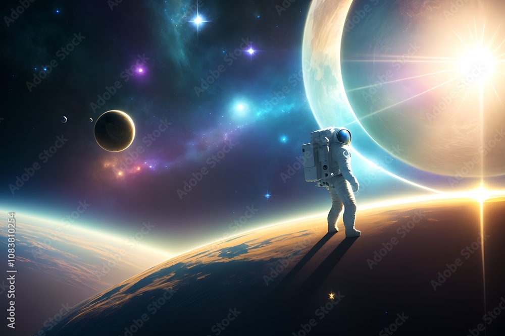 Obraz premium man in the space generative ai