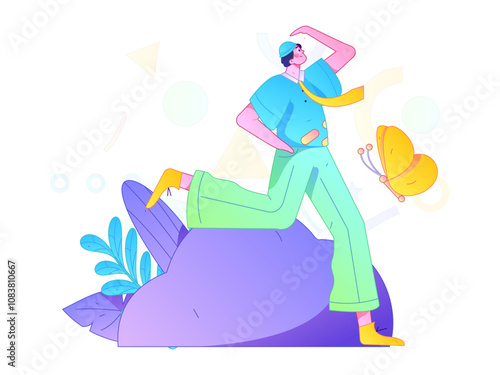 People exercising healthy running vector internet operation illustration
