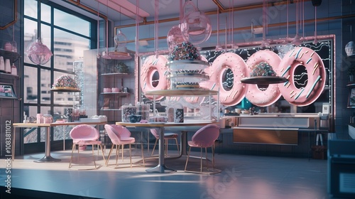 A photo of a trendy donut shop photo