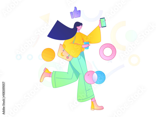 People exercising healthy running vector internet operation illustration
