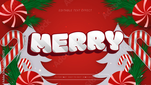 Red Green And White Merry 3d Editable Text Effect - Font Style