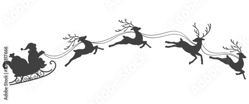 Santa claus riding deer sleigh silhouette vector eps