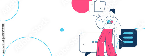 Social media comments flat people vector concept illustration
