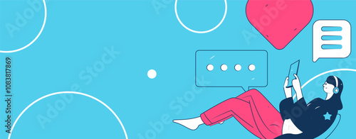 Social media comments flat people vector concept illustration
