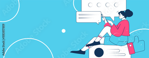 Social media comments flat people vector concept illustration
