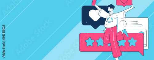 Social media comments flat people vector concept illustration
