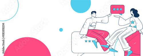 Social media comments flat people vector concept illustration
