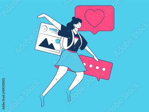 Social media comments flat people vector concept illustration
