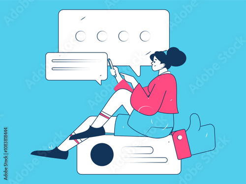 Social media comments flat people vector concept illustration
