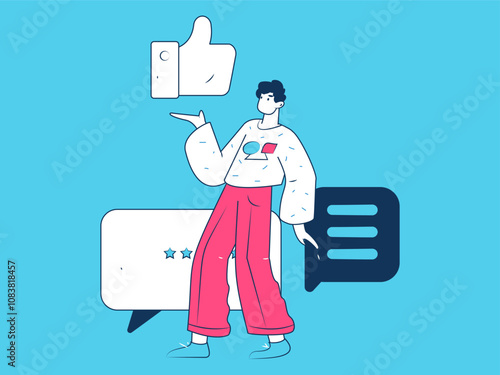 Social media comments flat people vector concept illustration
