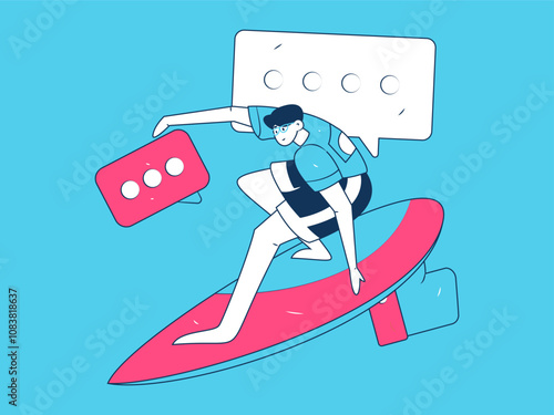 Social media comments flat people vector concept illustration
