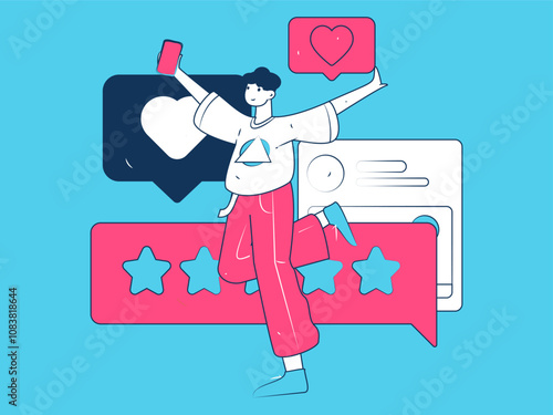 Social media comments flat people vector concept illustration
