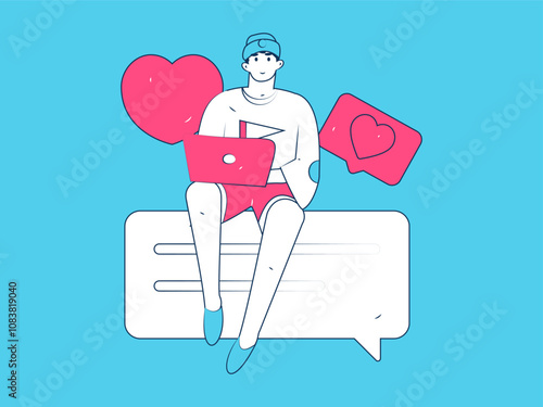 Social media comments flat people vector concept illustration
