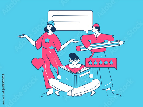 Social media comments flat people vector concept illustration
