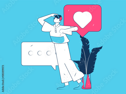 Social media comments flat people vector concept illustration
