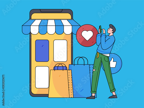 Social media comments flat people vector concept illustration
