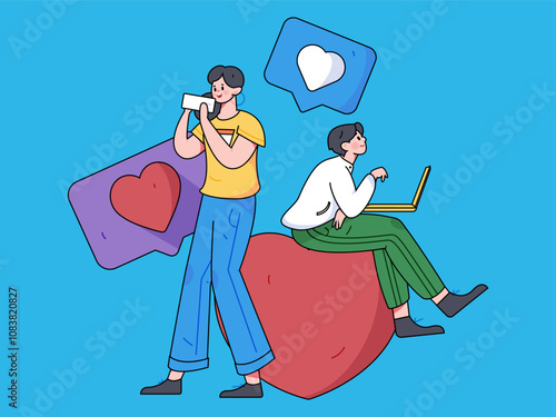 Social media comments flat people vector concept illustration
