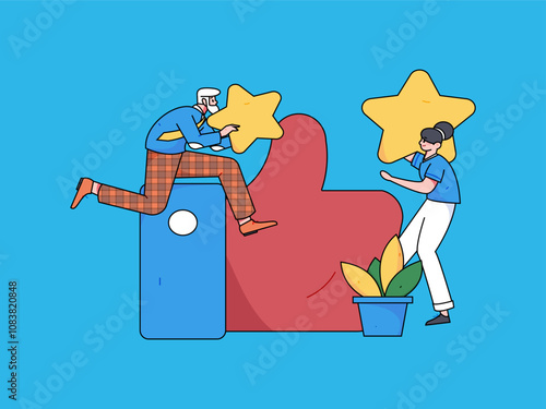Social media comments flat people vector concept illustration
