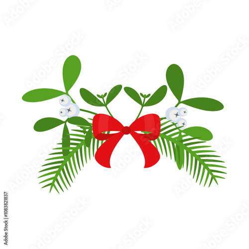 Christmas wreath design element. Winter holiday decoration.