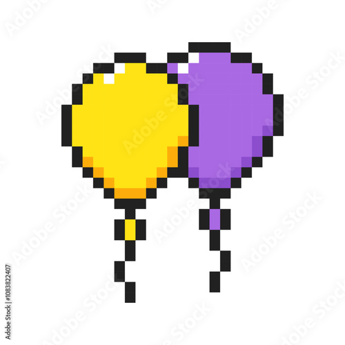 Balloons 8-bit icon, Balloons pixel item.