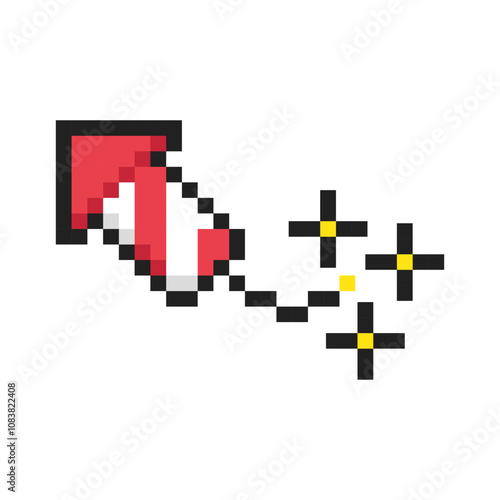 Firework 8-bit icon, pixel art firework item.