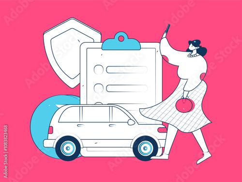 Buy insurance for car flat character vector concept operation illustration
