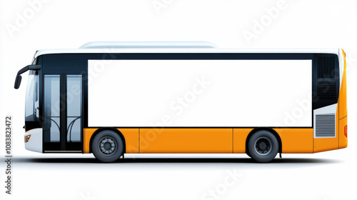 Product mockup and ads modern bus with blank surface, ideal for advertising or branding opportunities. design features sleek profile and vibrant colors