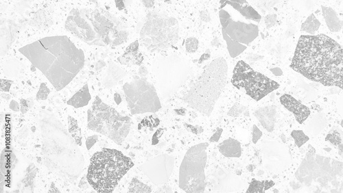 Terrazzo texture. Polished concrete floor and wall pattern. Old terrazzo flooring in seamless patterns texture , polished light gray, black and white stone for background.	