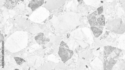Terrazzo texture. Polished concrete floor and wall pattern. Old terrazzo flooring in seamless patterns texture , polished light gray, black and white stone for background.	