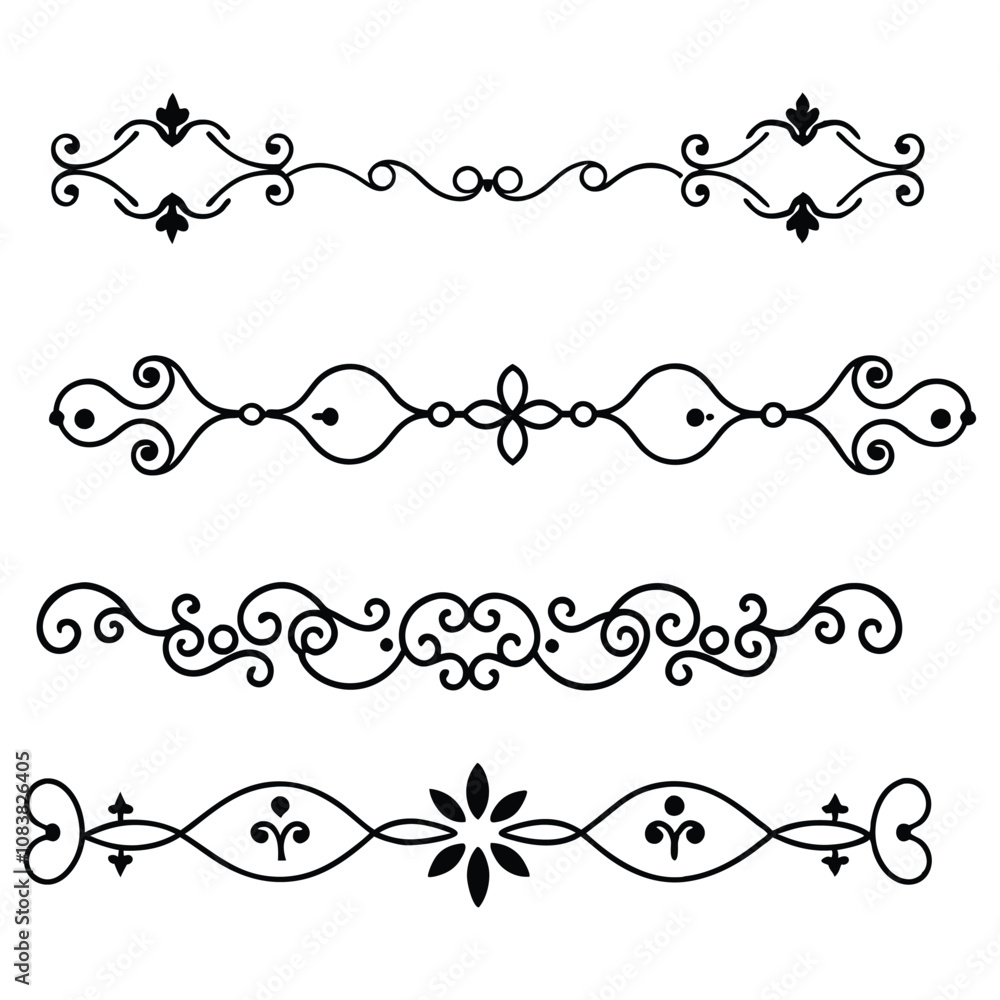 Obraz premium Elegant Divider Ornaments Vector Illustration Set.