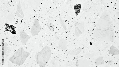 Terrazzo texture. Polished concrete floor and wall pattern. Old terrazzo flooring in seamless patterns texture , polished light gray, black and white stone for background.	